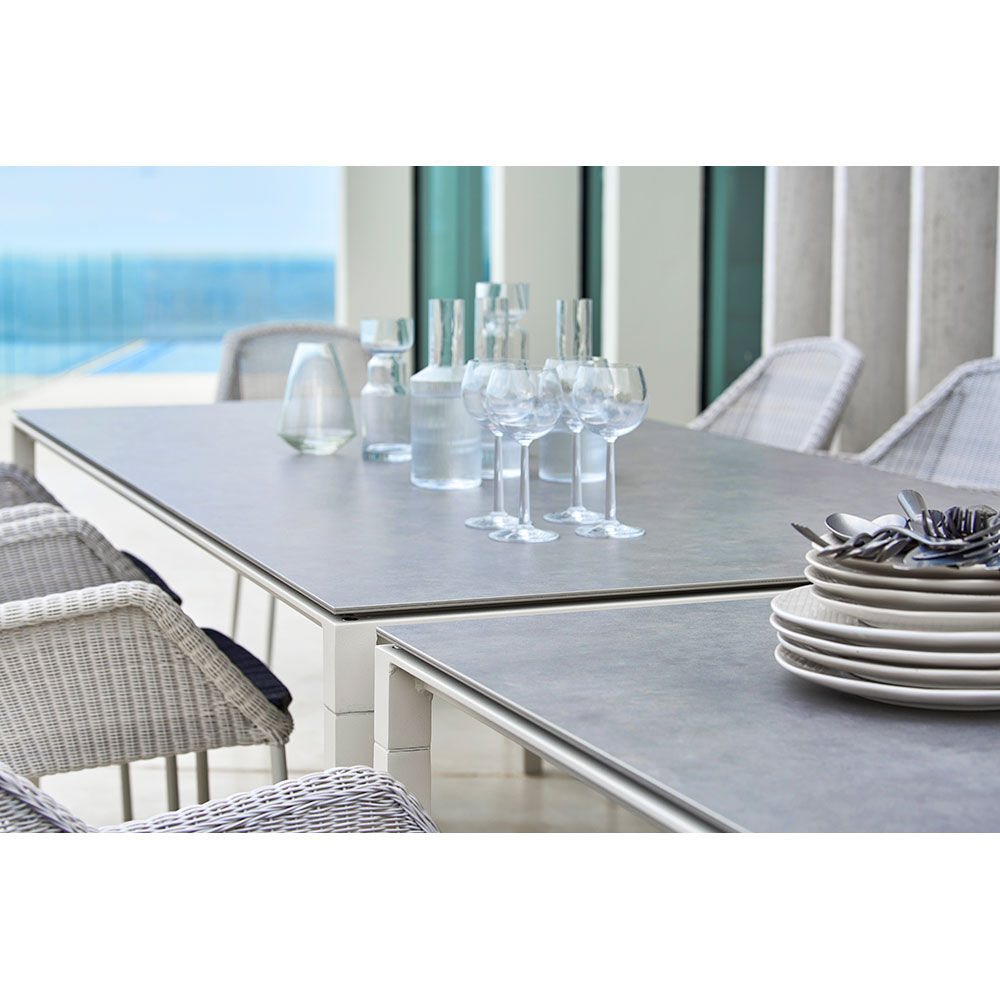 Pure Rectangular Dining Table - Fossil Black Ceramic Top, Lava Gray Aluminum Base