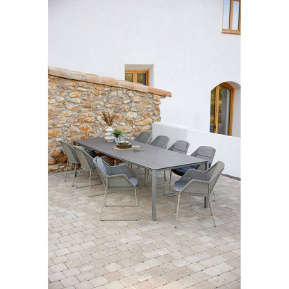 Pure Rectangular Dining Table - Fossil Black Ceramic Top, Lava Gray Aluminum Base