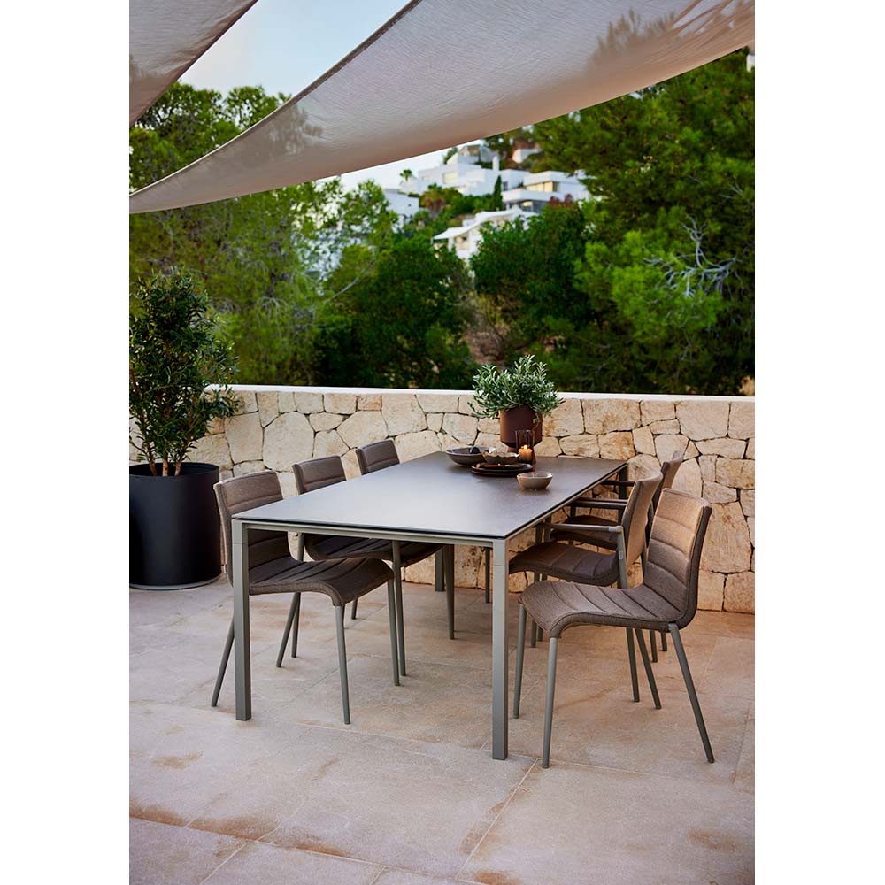 Pure Rectangular Dining Table - Fossil Black Ceramic Top, Lava Gray Aluminum Base