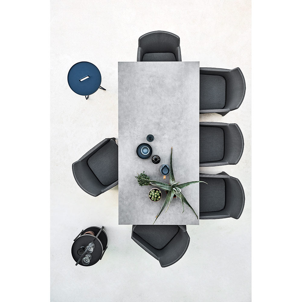 Pure Rectangular Dining Table - Fossil Black Ceramic Top, Lava Gray Aluminum Base