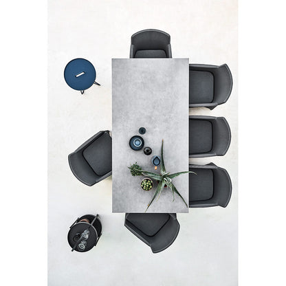 Pure Rectangular Dining Table - Fossil Black Ceramic Top, Lava Gray Aluminum Base