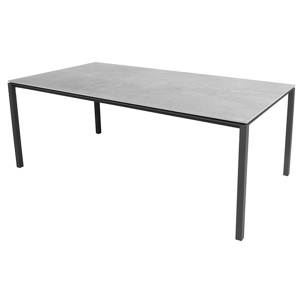 Pure Rectangular Dining Table - Fossil Gray Ceramic Top, Lava Gray Aluminum Base