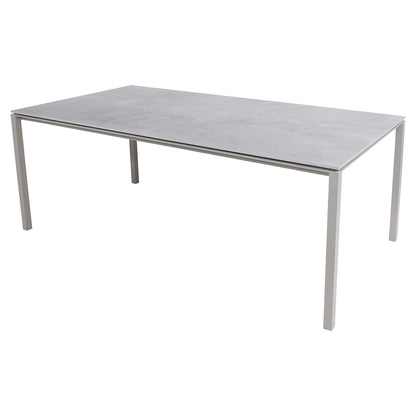 Pure Rectangular Dining Table - Fossil Gray Ceramic Top, Taupe Aluminum Base