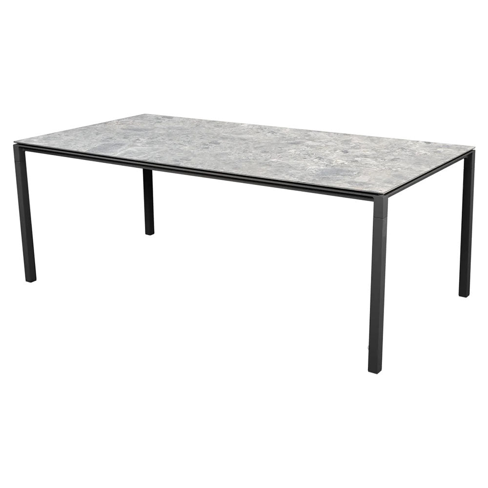 Pure Rectangular Dining Table - Multi Color Ceramic Top, Lava Gray Aluminum Base