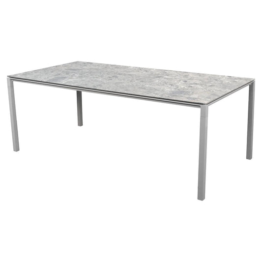 Pure Rectangular Dining Table - Multi Color Ceramic Top, Light Gray Aluminum Base