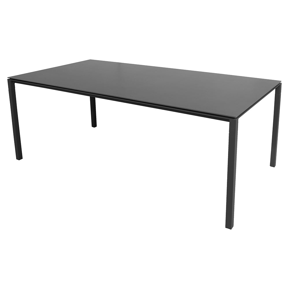 Pure Rectangular Dining Table - Nero Black Ceramic Top, Lava Gray Aluminum Base