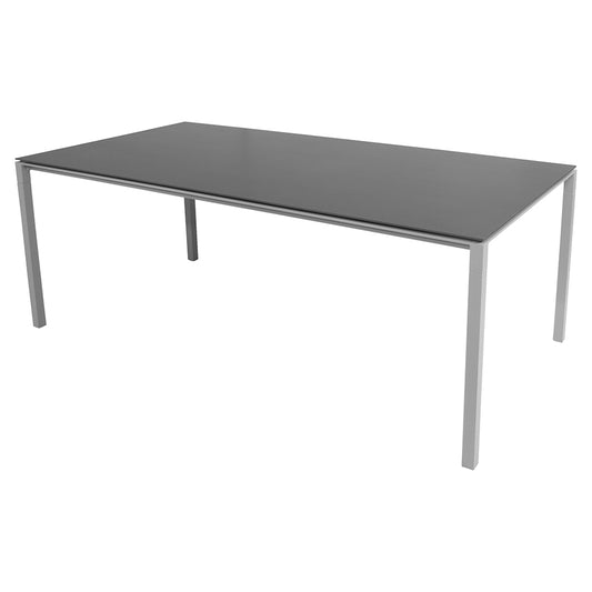 Pure Rectangular Dining Table - Nero Black Ceramic Top, Light Gray Aluminum Base