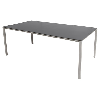 Pure Rectangular Dining Table - Nero Black Ceramic Top, Taupe Aluminum Base