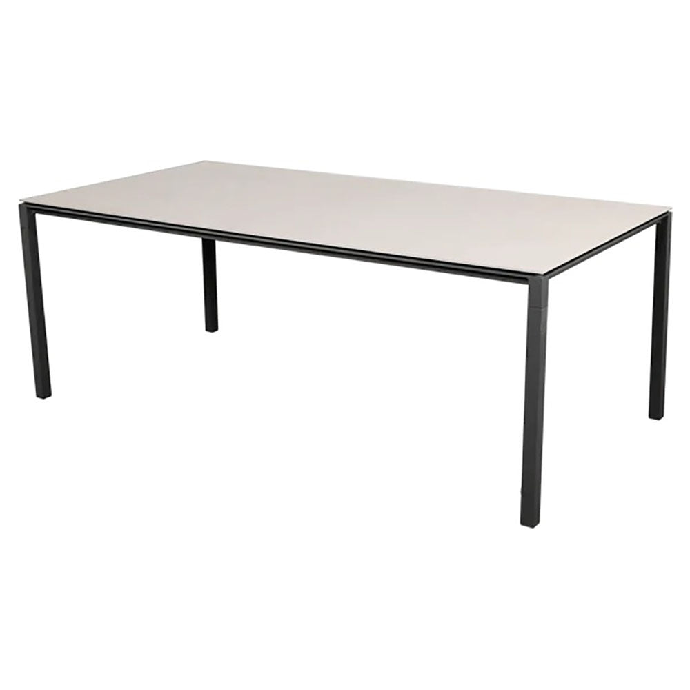 Pure Rectangular Dining Table - Toscana Sand Ceramic Top, Lava Gray Aluminum Base