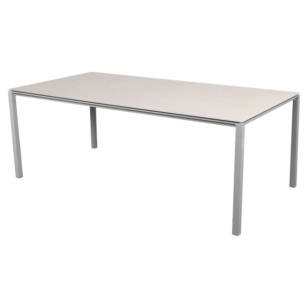 Pure Rectangular Dining Table - Toscana Sand Ceramic Top, Light Gray Aluminum Base