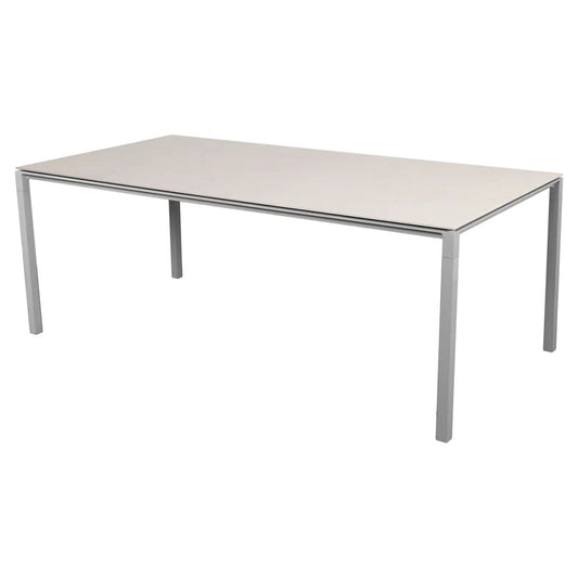 Pure Rectangular Dining Table - Toscana Sand Ceramic Top, Light Gray Aluminum Base