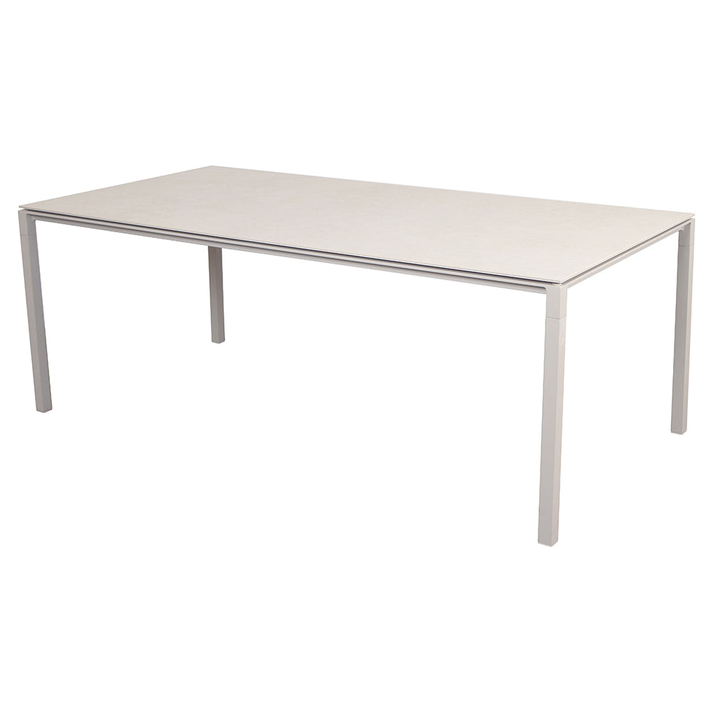 Pure Rectangular Dining Table - Toscana Sand Ceramic Top, Sand Aluminum Base