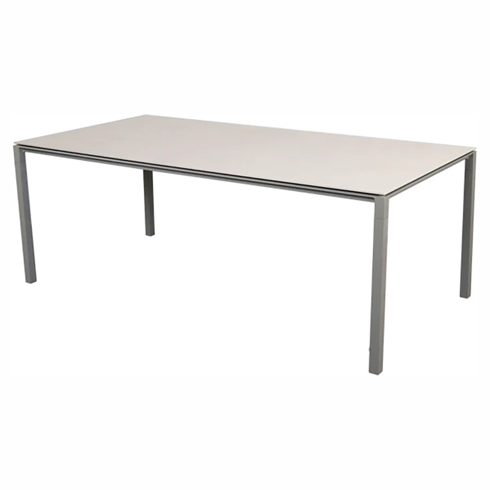 Pure Rectangular Dining Table - Toscana Sand Ceramic Top, Taupe Aluminum Base