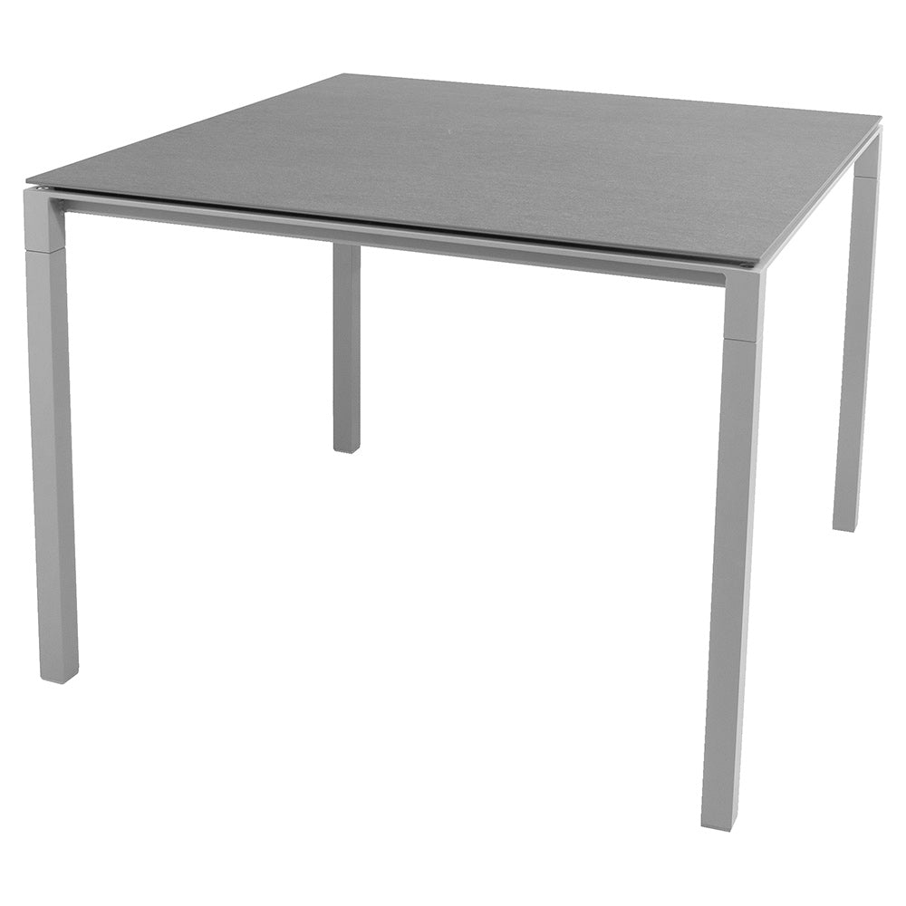 Pure Square Dining Table - Basalt Ceramic Top, Light Gray Aluminum Base