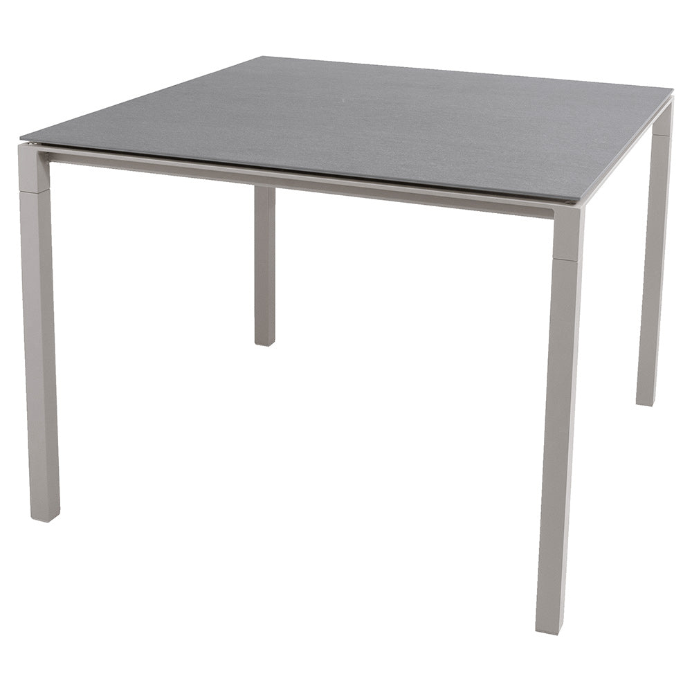 Pure Square Dining Table - Basalt Ceramic Top, Taupe Aluminum Base