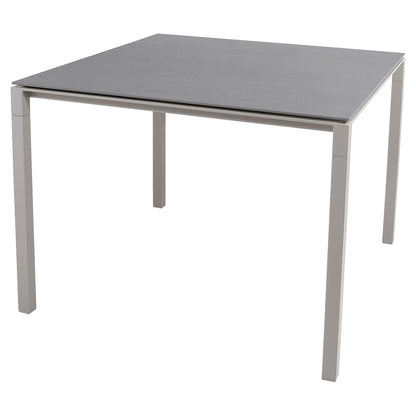 Pure Square Dining Table - Basalt Ceramic Top, Taupe Aluminum Base