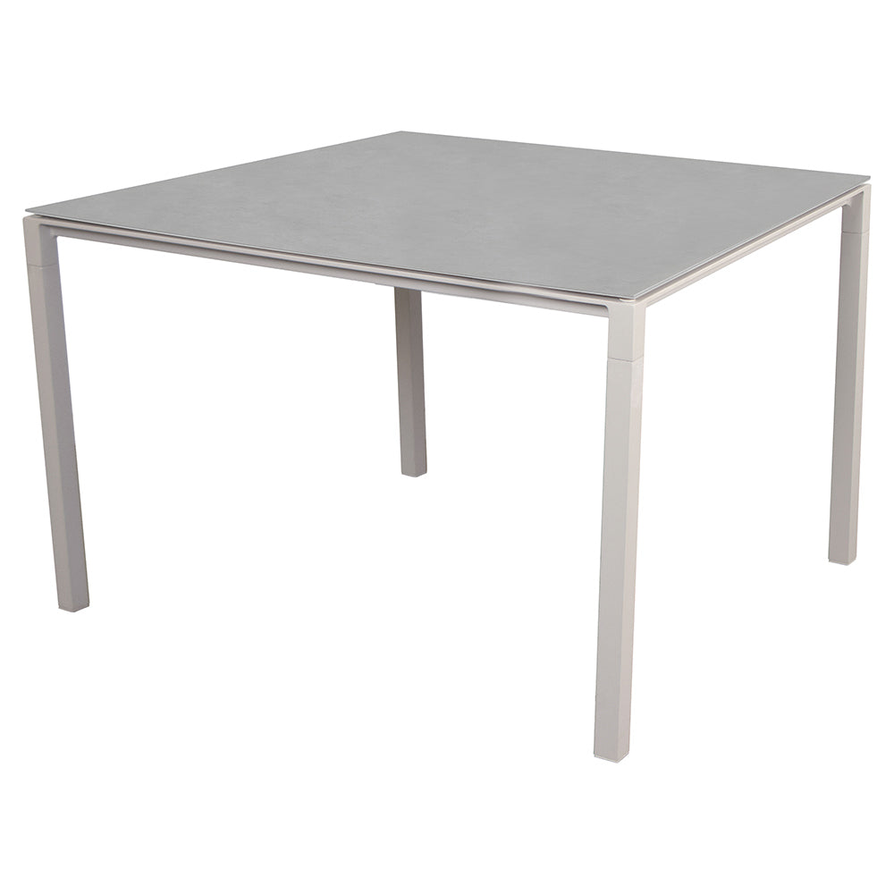 Pure Square Dining Table - Concrete Gray Ceramic Top, Sand Aluminum Base