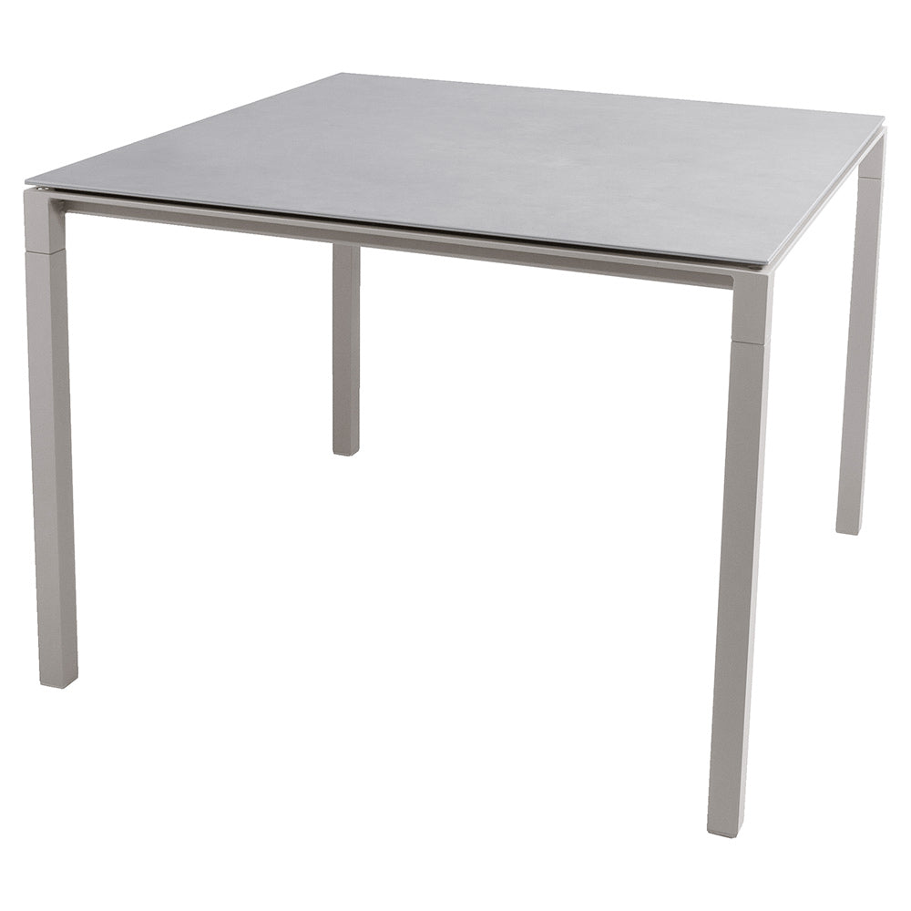 Pure Square Dining Table - Concrete Gray Ceramic Top, Taupe Aluminum Base