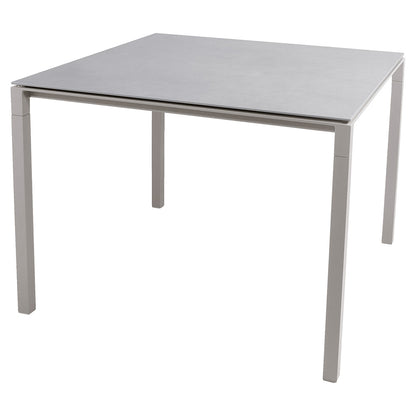 Pure Square Dining Table - Concrete Gray Ceramic Top, Taupe Aluminum Base