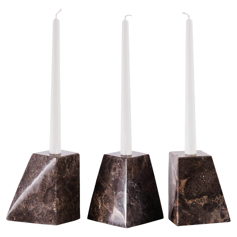 Pyramid Candle Holders - Gray