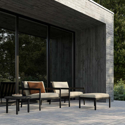 Quatro Outdoor Coffee Table - Black Teak, 17"H