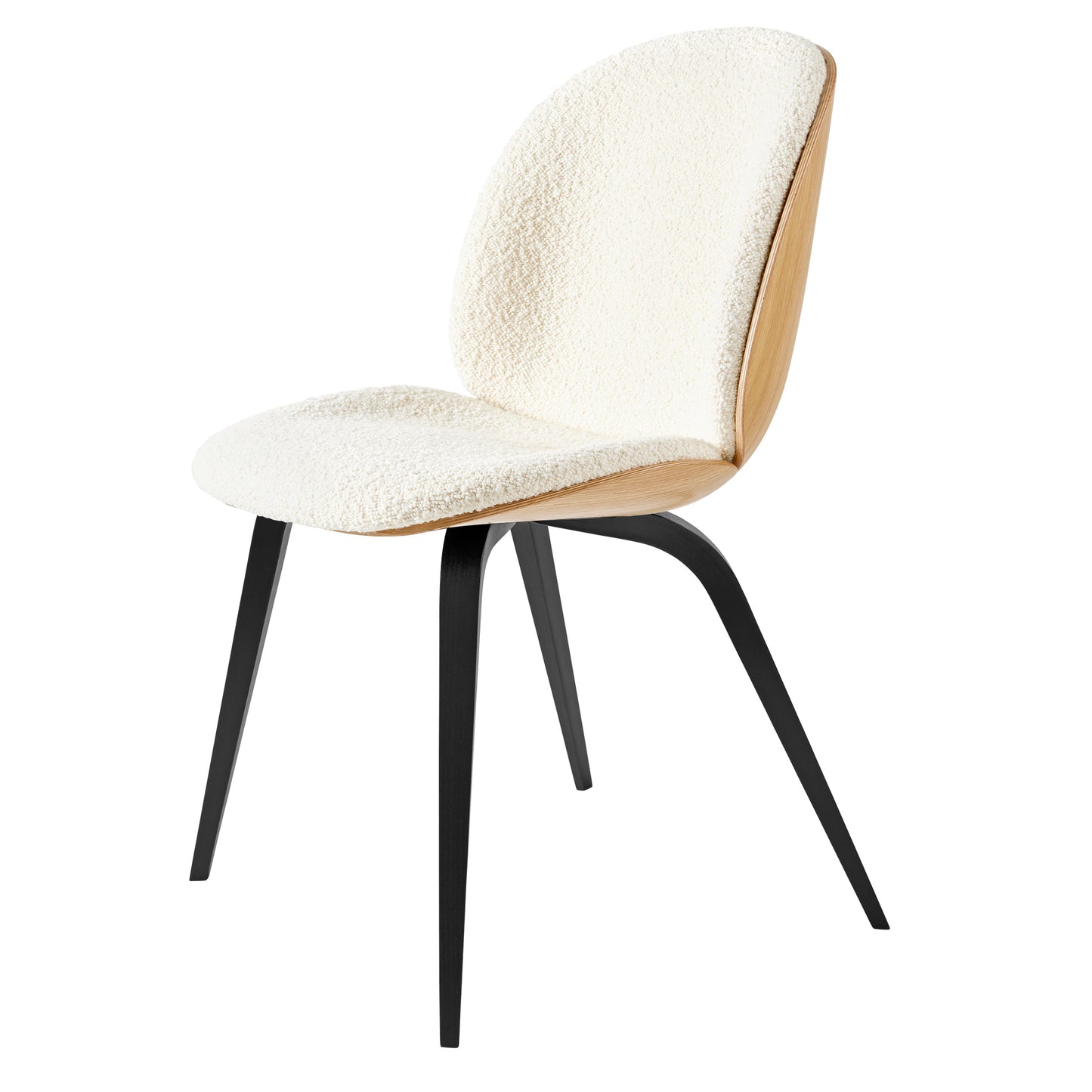 Quick Ship Beetle Front Upholstered Dining Chair - Veneer Shell, Wood Base