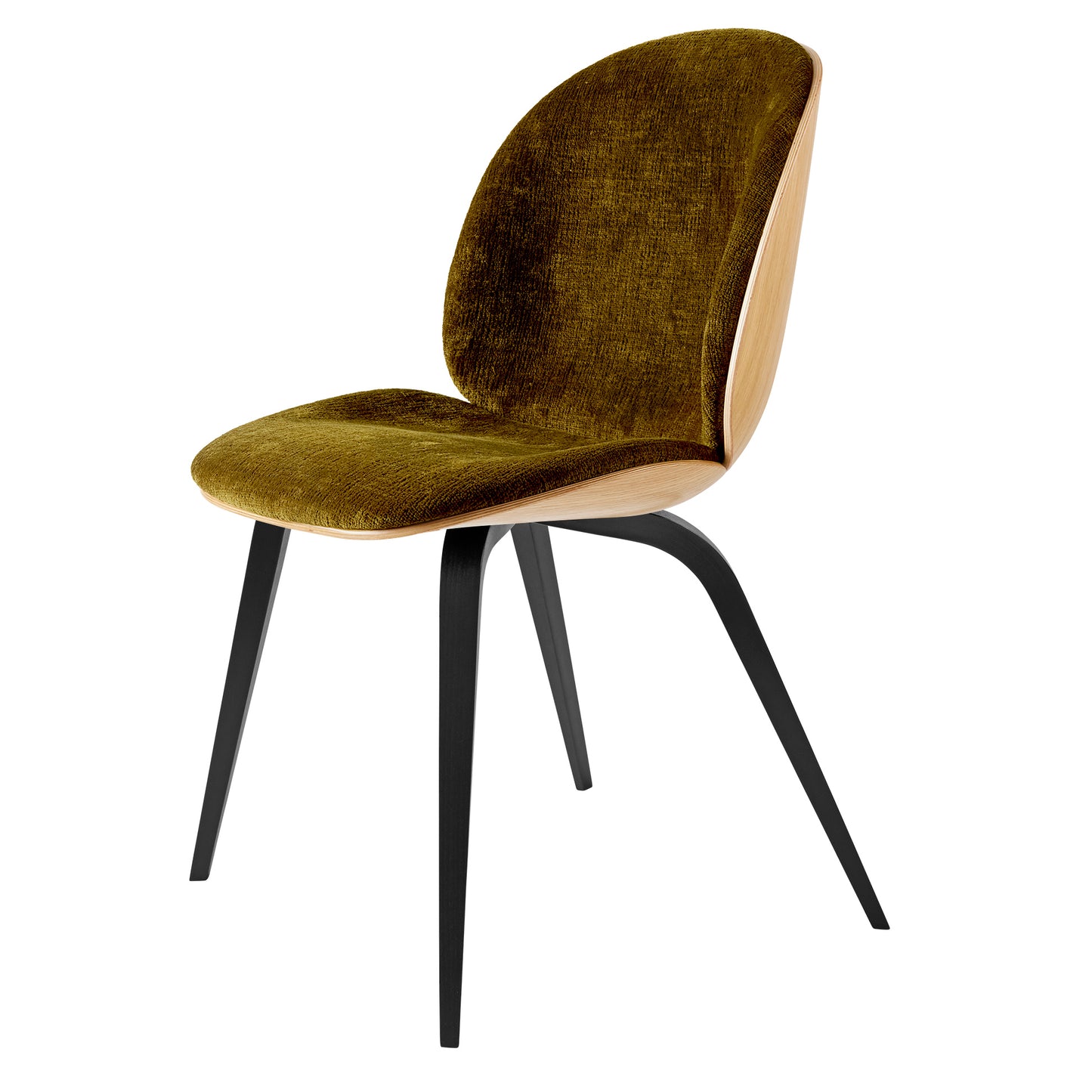 Quick Ship Beetle Front Upholstered Dining Chair - Veneer Shell, Wood Base
