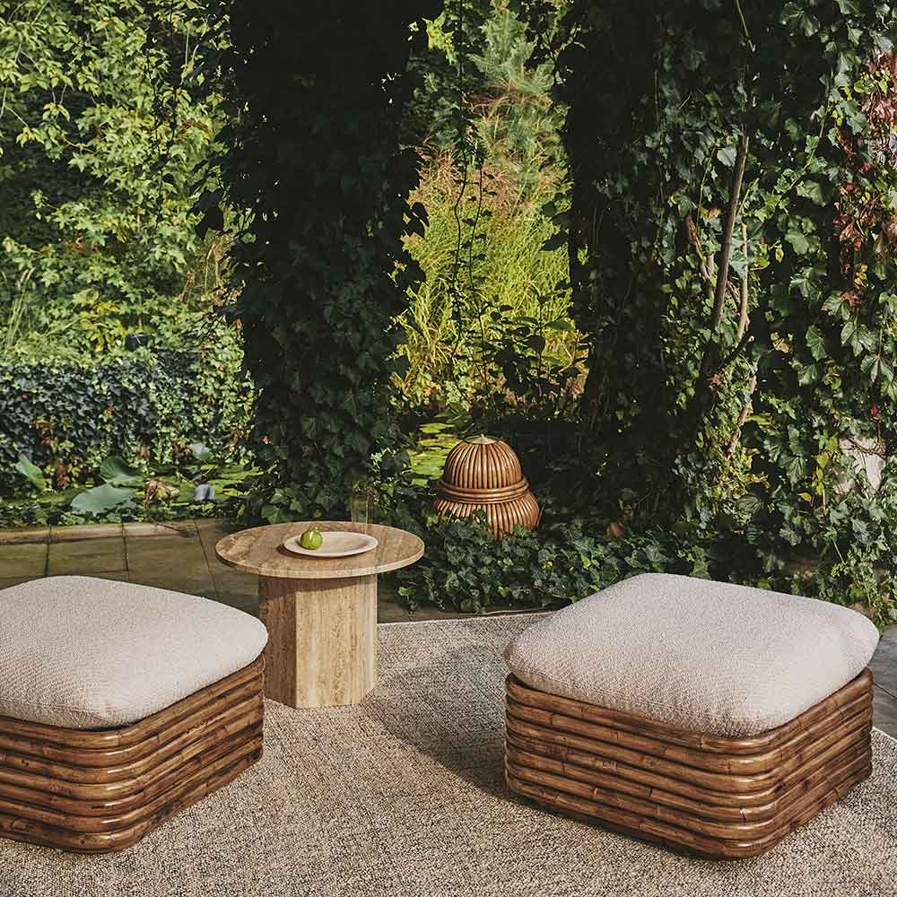 Quick Ship Bohemian 72 Ottoman - Dedar Lupo 007 Diagonal Boucle