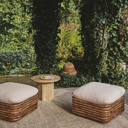 Quick Ship Bohemian 72 Ottoman - Dedar Lupo 007 Diagonal Boucle