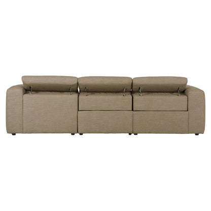 Radley Power Recliner 3-Piece Sectional W/ Chaise - Crypton Nomad Taupe