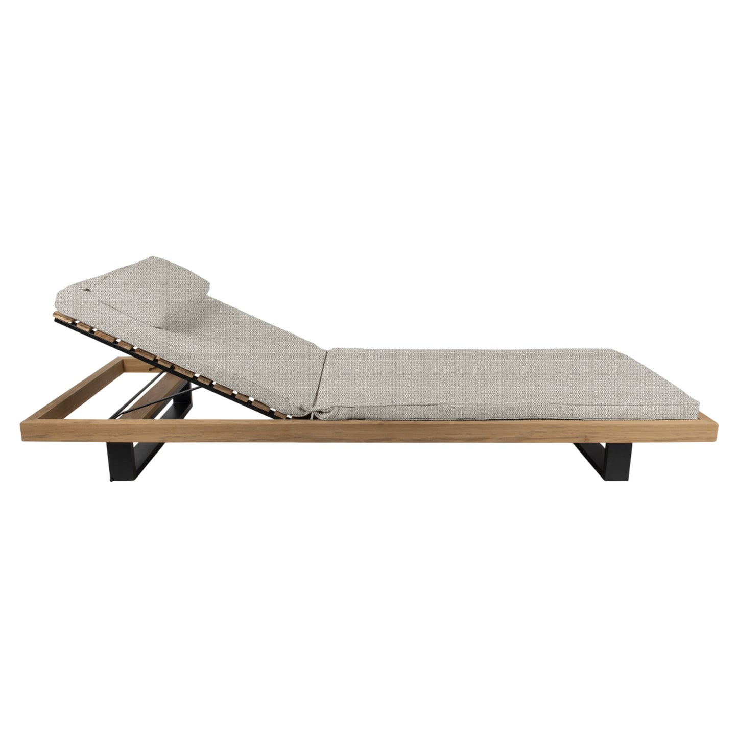 Ravello Sun Lounger - Teak, Black Aluminum Base