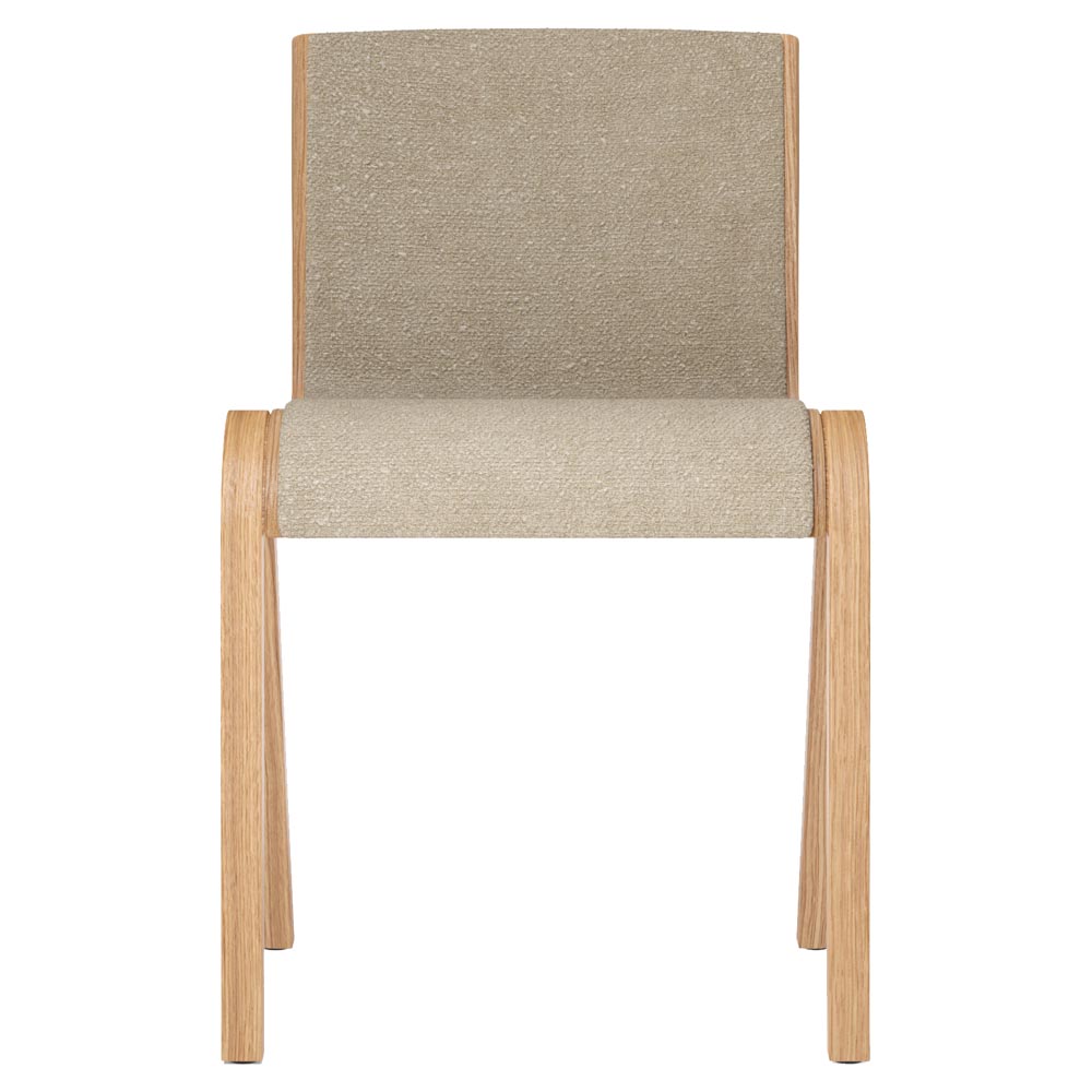 Ready Front Upholstered Dining Chair - Natural Oak, Boucle