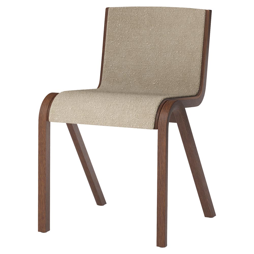 Ready Front Upholstered Dining Chair - Red Stained Oak, Boucle