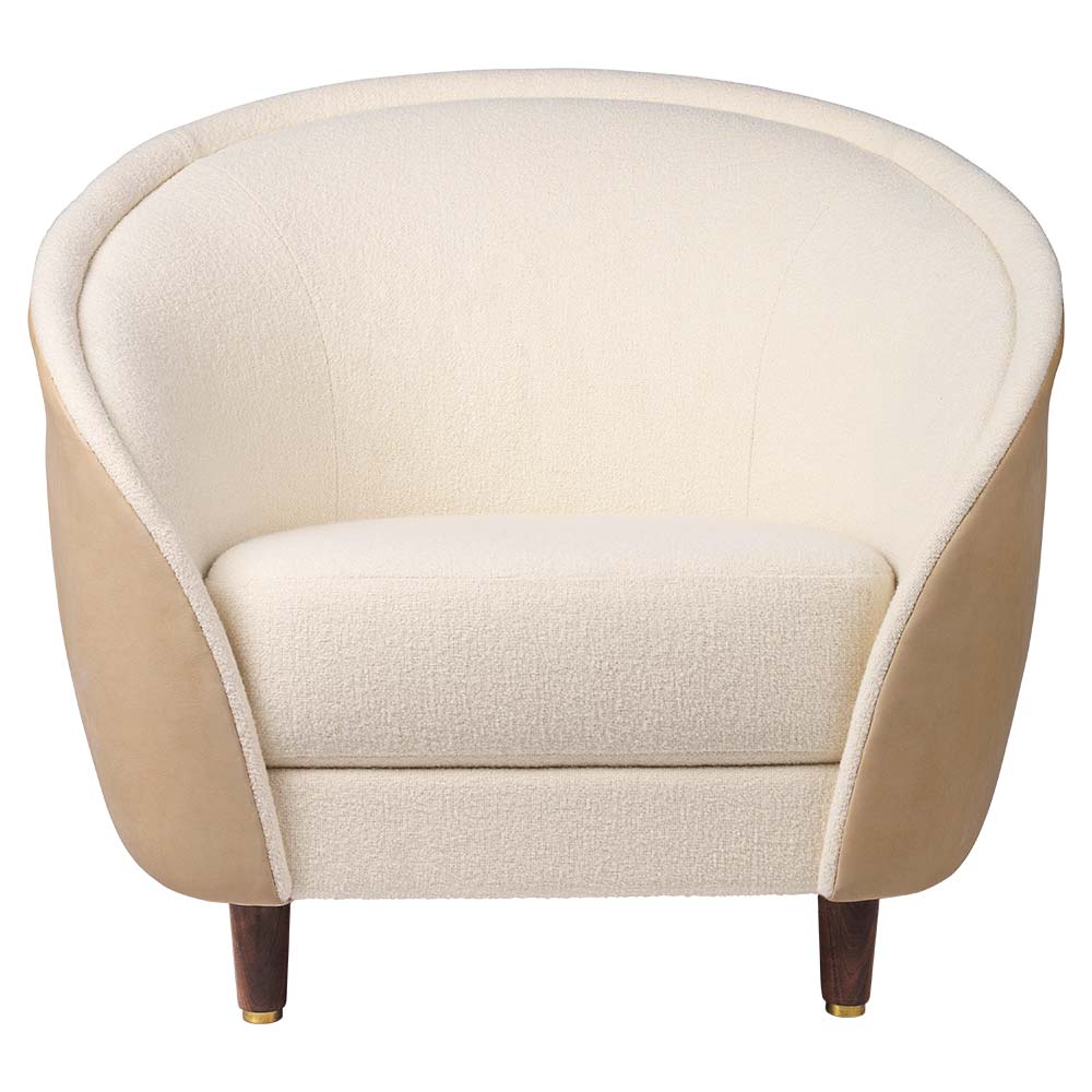 Revers Lounge Chair - Ivory, Beige, American Walnut Oiled