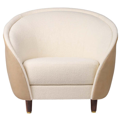 Revers Lounge Chair - Ivory, Beige, American Walnut Oiled