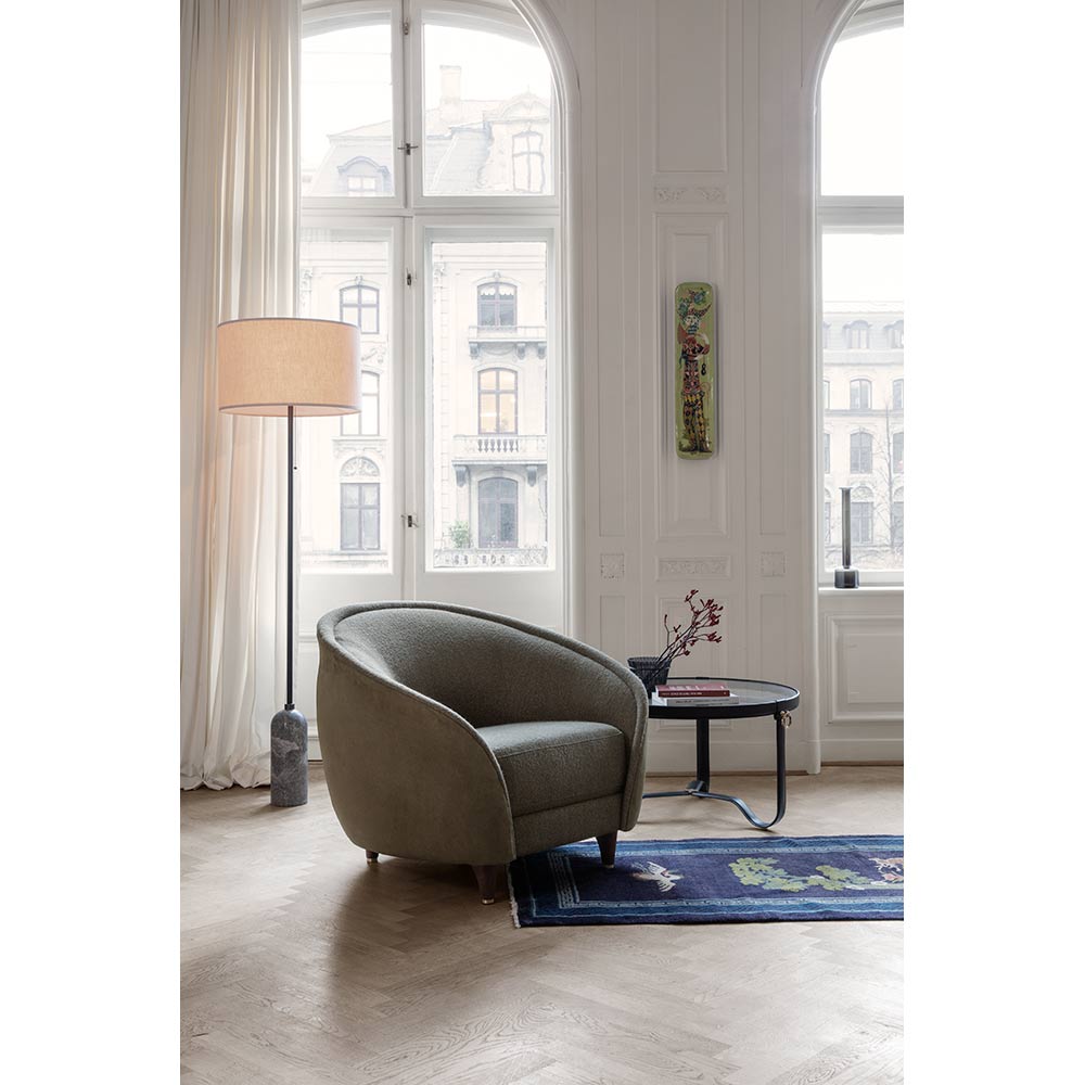 Revers Lounge Chair - Ivory, Beige, American Walnut Oiled