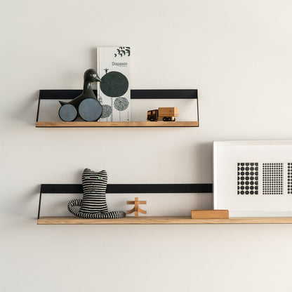 Ribbon Shelf - Oak/Black, 27.5"W