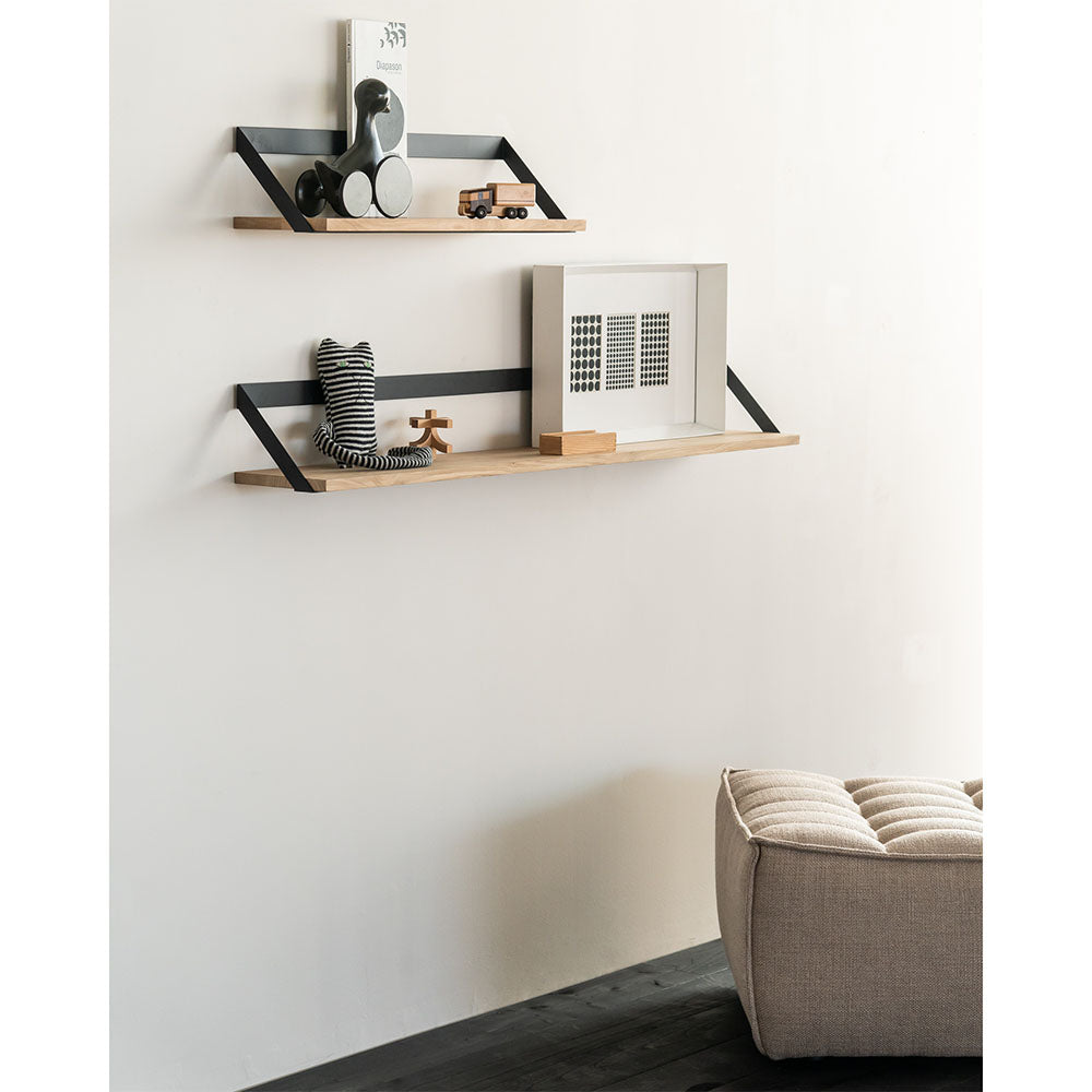 Ribbon Shelf - Oak/Black, 27.5"W