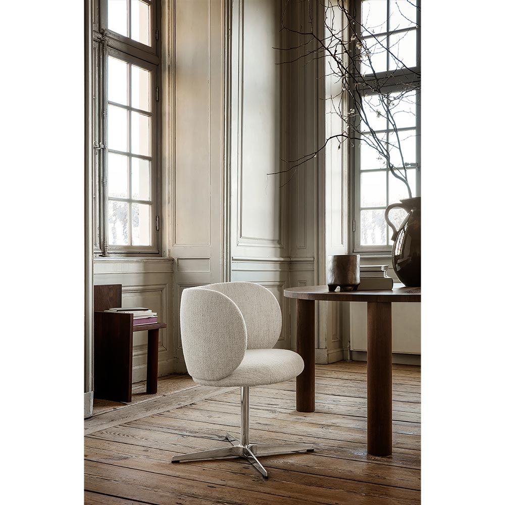 Rico Swivel Dining Chair - Boucle, Off-White