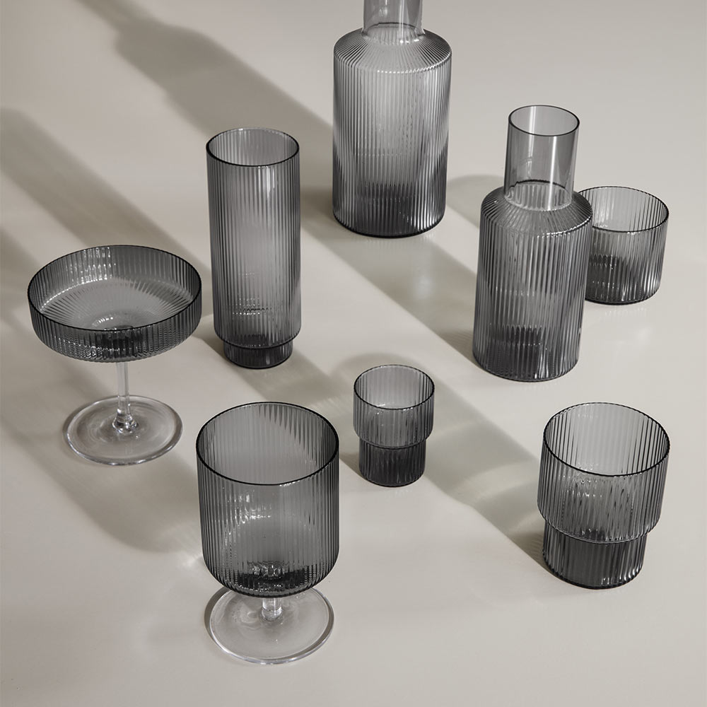Ripple Long Drink Glasses - Smoked