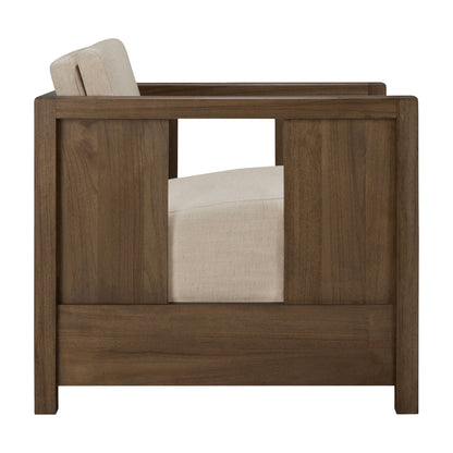 Roan Lounge Chair - Flax, Wild Brown Teak