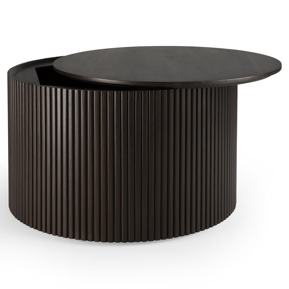 Roller Max Round Coffee Table - Dark Brown Mahogany - 14"H