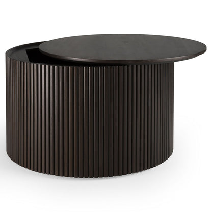 Roller Max Round Coffee Table - Dark Brown Mahogany - 14"H