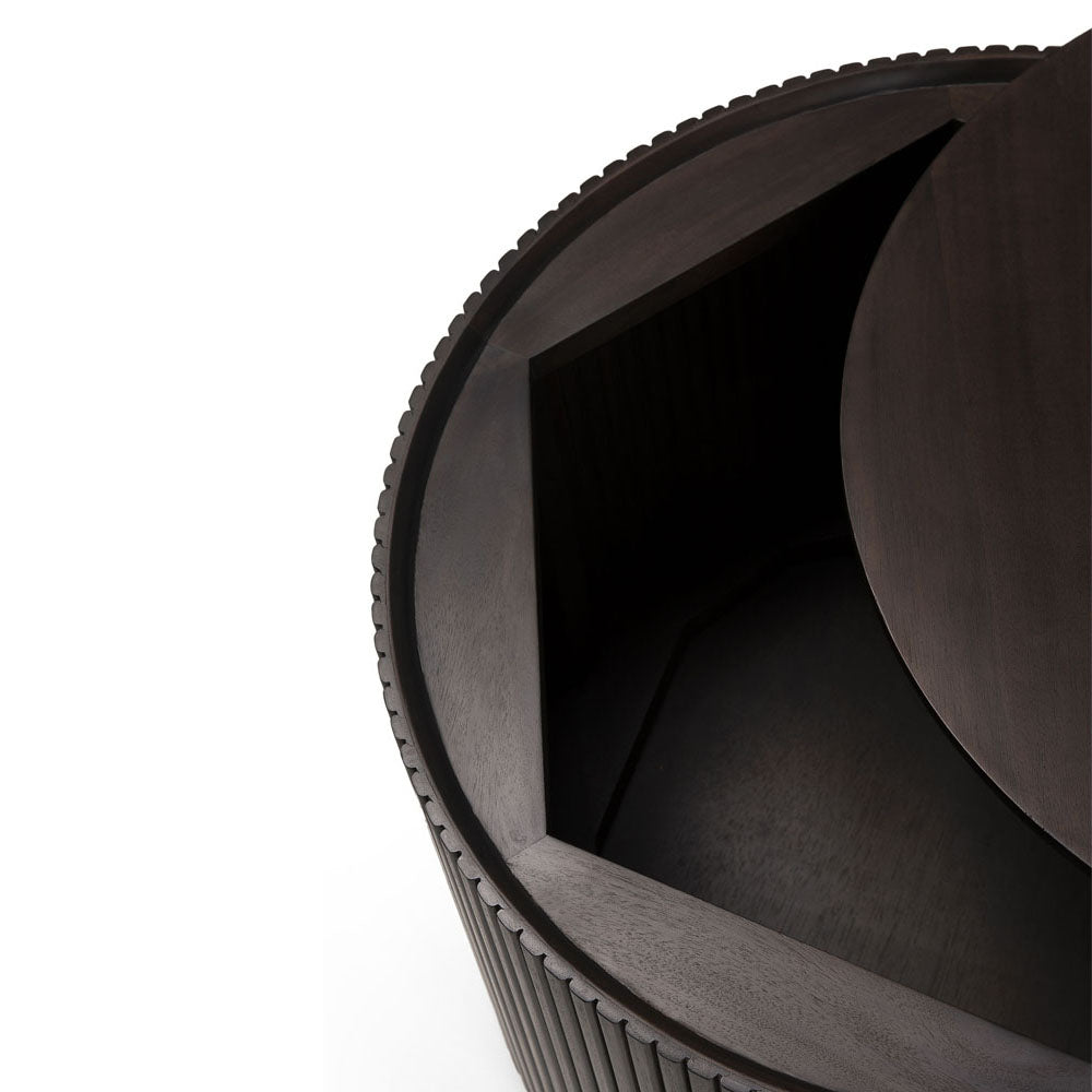 Roller Max Round Coffee Table - Dark Brown Mahogany - 14"H