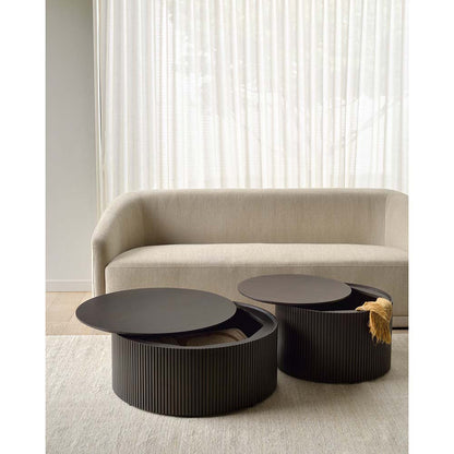 Roller Max Round Coffee Table - Dark Brown Mahogany - 14"H