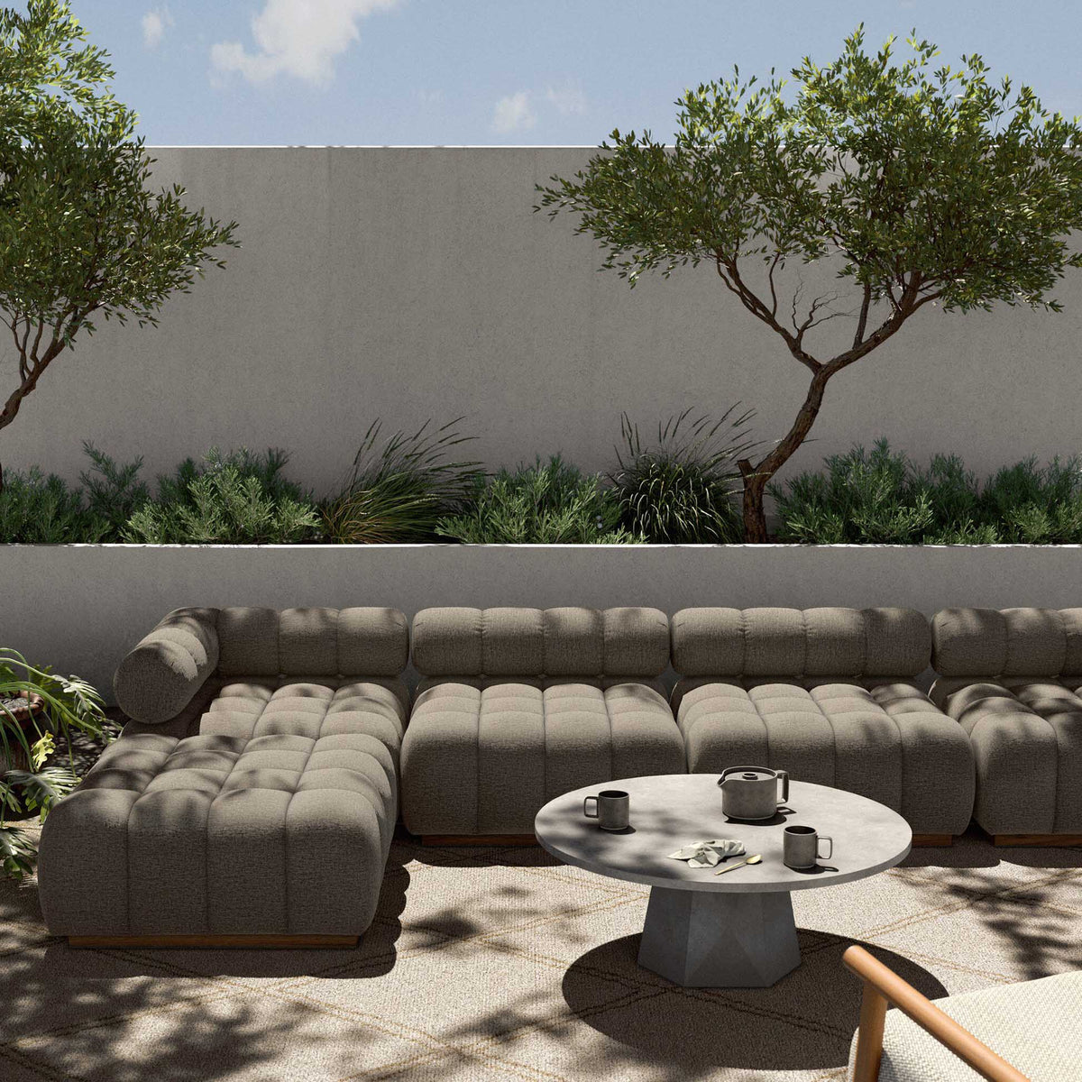 Roma Outdoor 4-Piece Sectional - Alessi Fawn