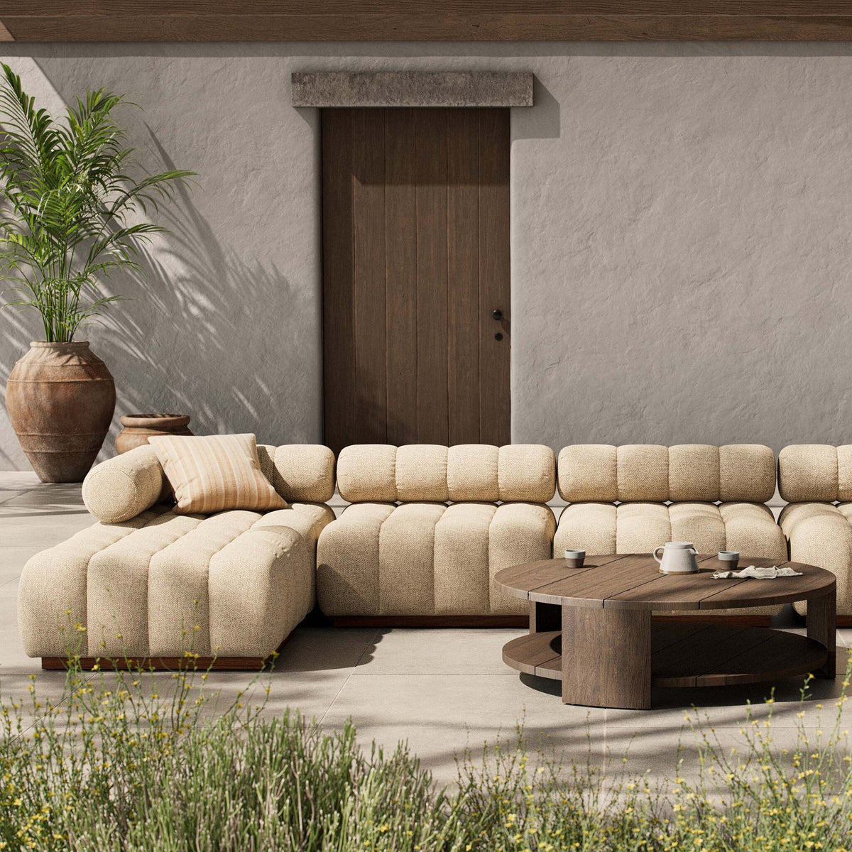 Roma Outdoor 4-Piece Sectional - Hayes Cream