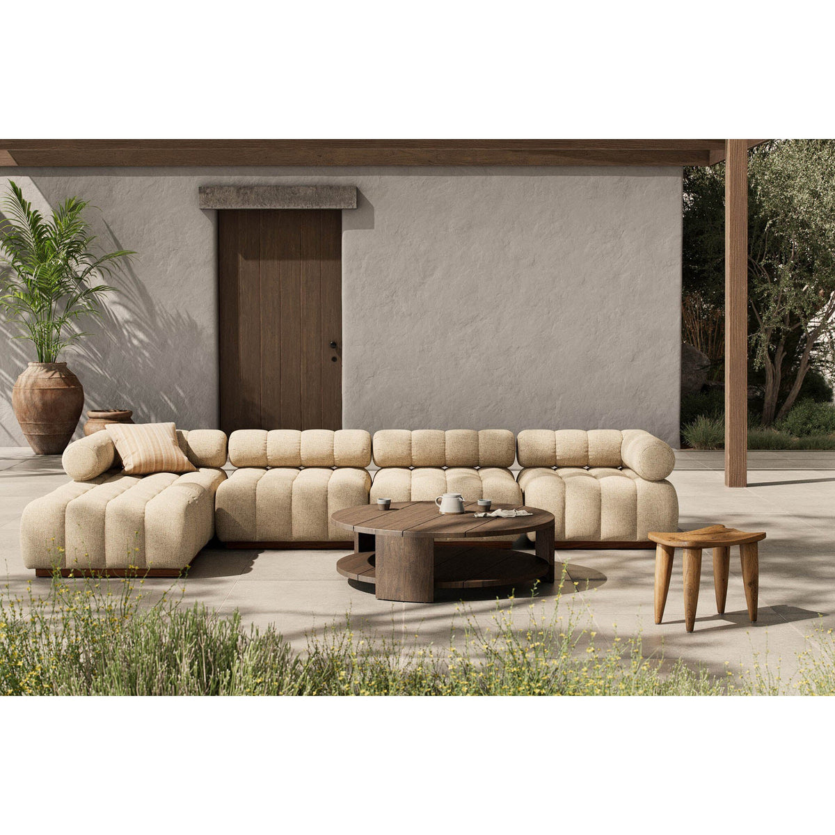 Roma Outdoor 4-Piece Sectional - Hayes Cream