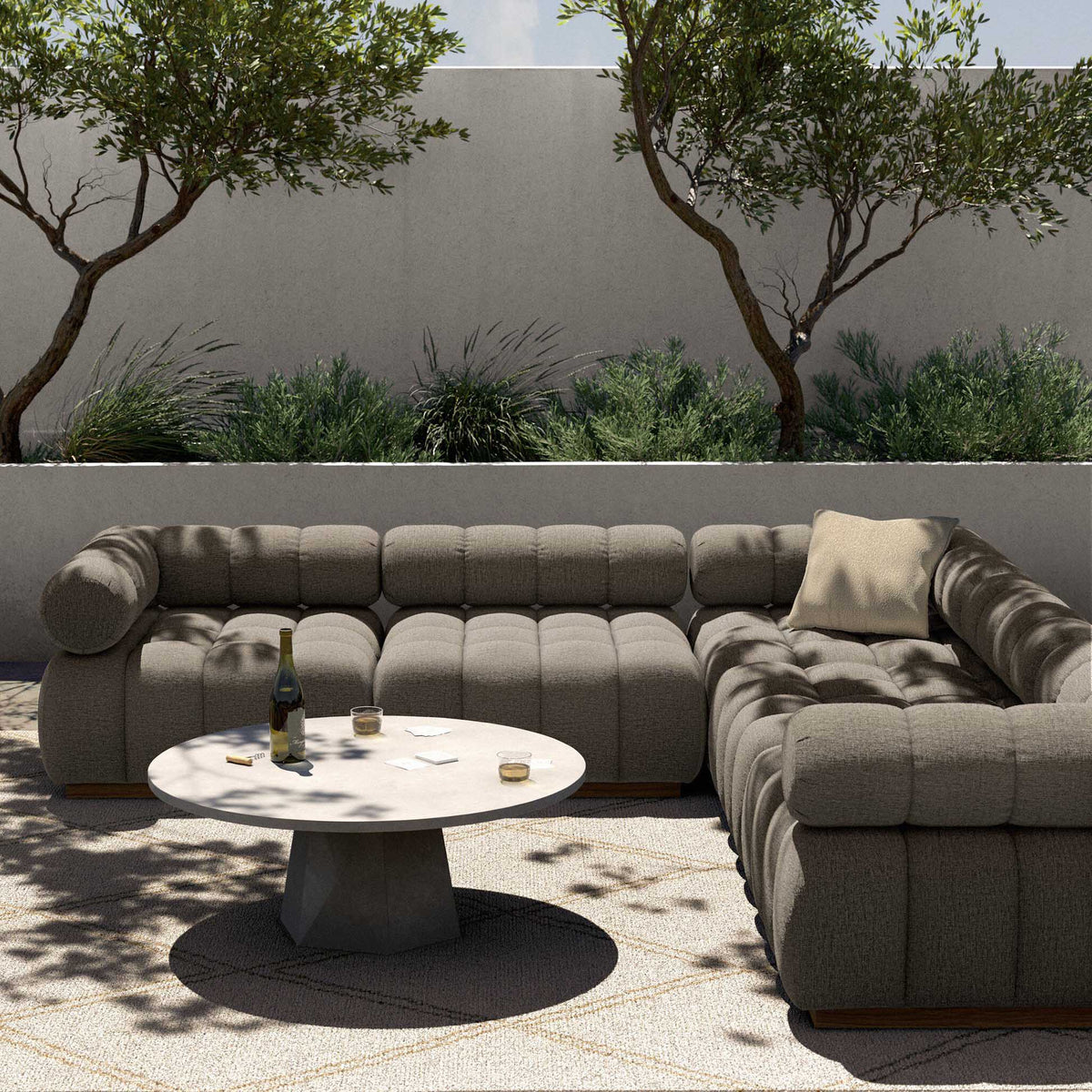Roma Outdoor 5-Piece Sectional - Alessi Fawn