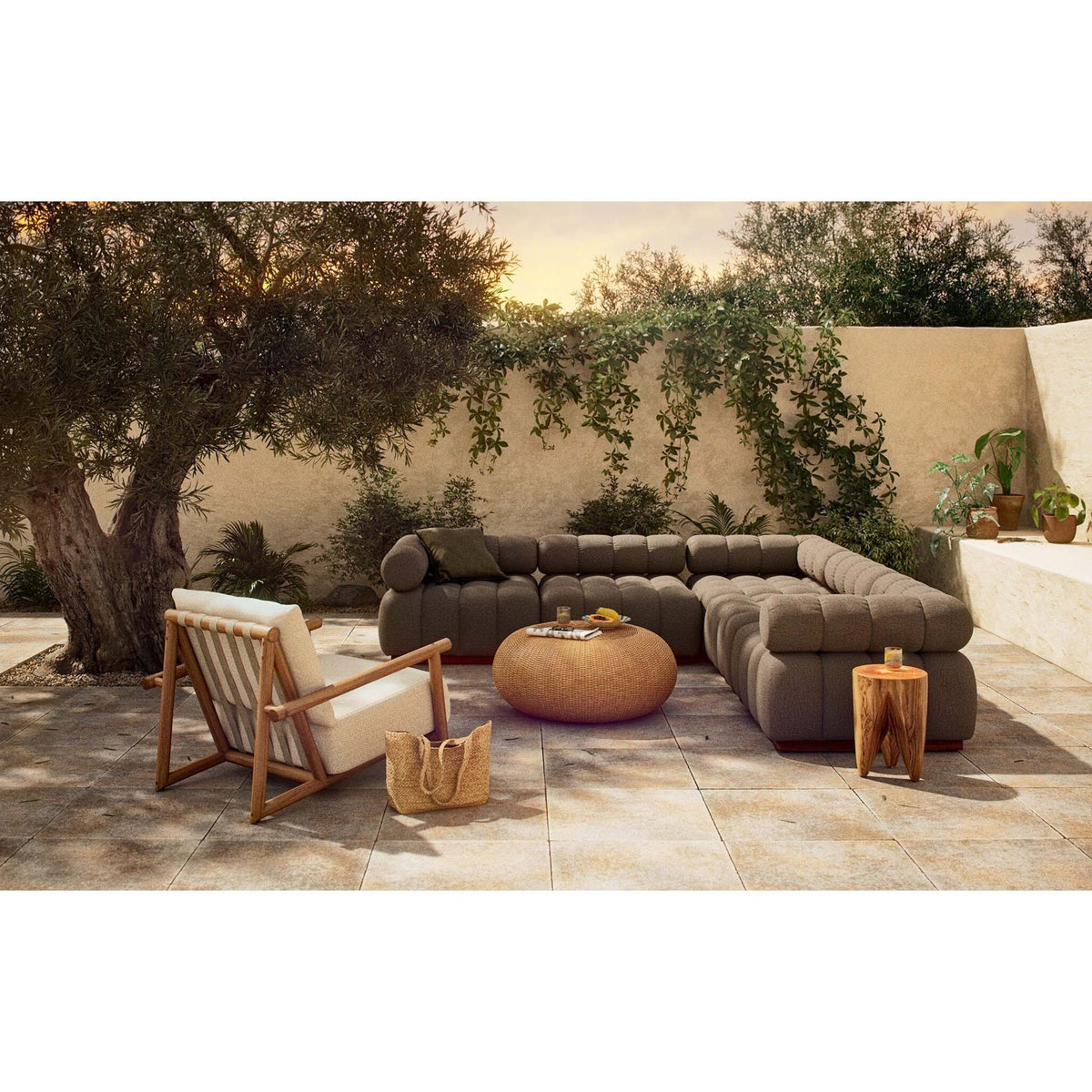 Roma Outdoor 5-Piece Sectional - Alessi Fawn